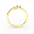 14K Yellow Gold Baguette Diamond Cuff Ring