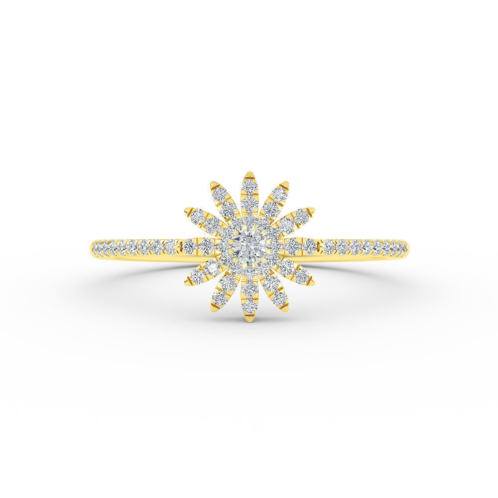 14K Yellow Gold Floral Diamond Ring