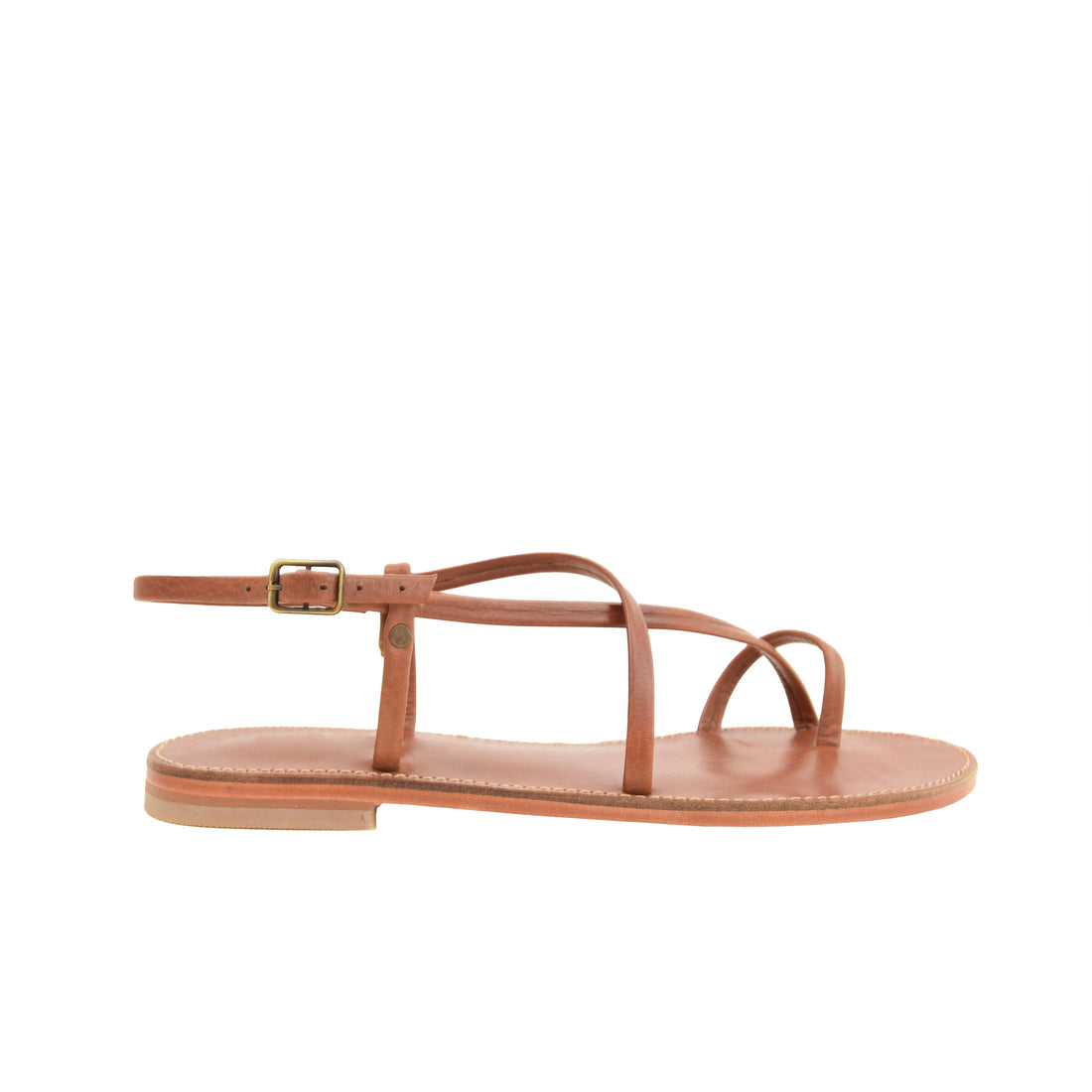 Ankle Strap Comfort Leather Sandal - Women Chestnut Brown