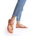 Ankle Strap Comfort Leather Sandal - Women Orange