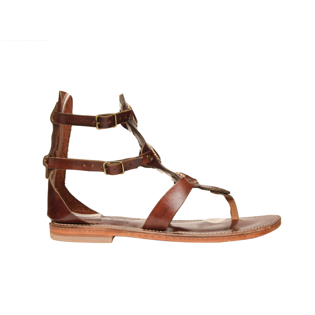 Arete Dark Brown Leather Women’s Sandals - Handmade Flat Sandal, Low Heel Strapped Travel Comfortable Sandal