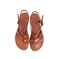 Chestnut Brown Leather Flat Sandal Women Hemera