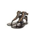 Dione Black Leather Women’s Sandals - Handmade Flat Sandal, Low Heel Strapped Travel Comfortable Sandal