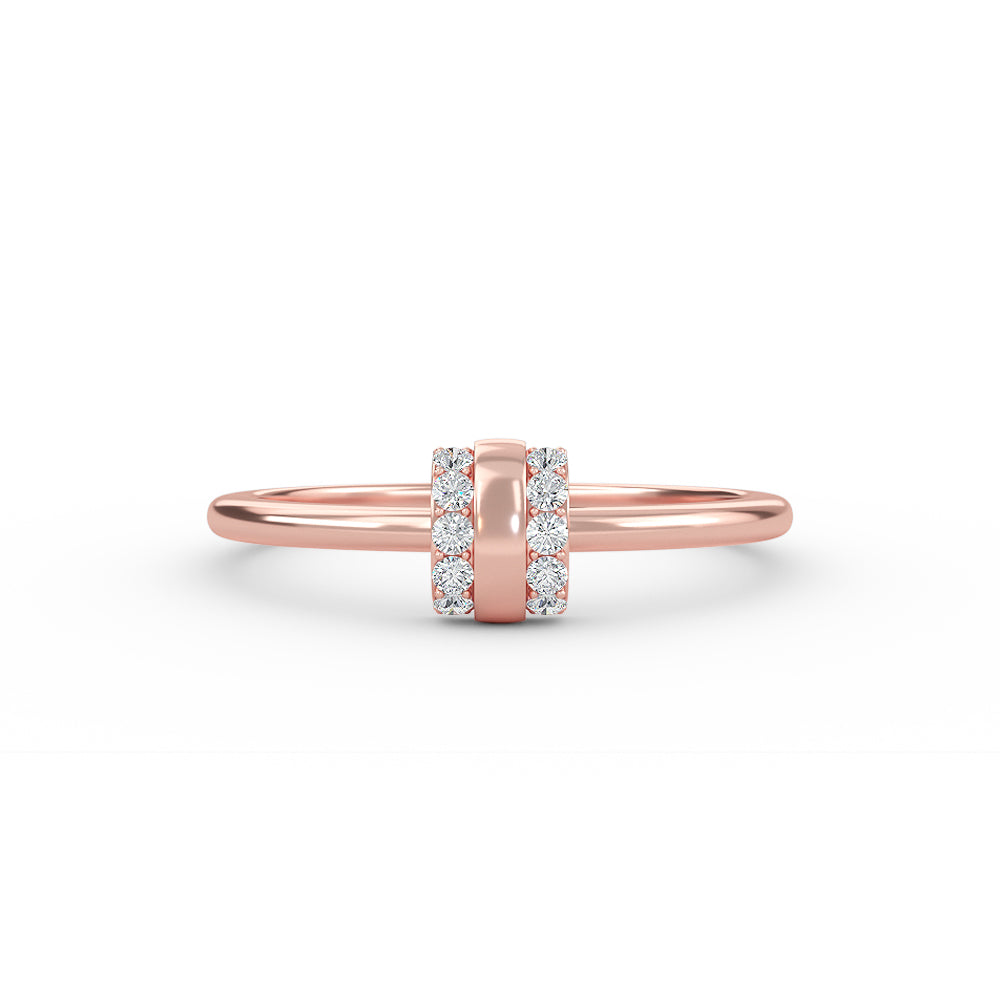 10 Stone Round Cut Vertical Bar Diamond Ring - 14K Rose Gold / 3 Shop online from Artisan