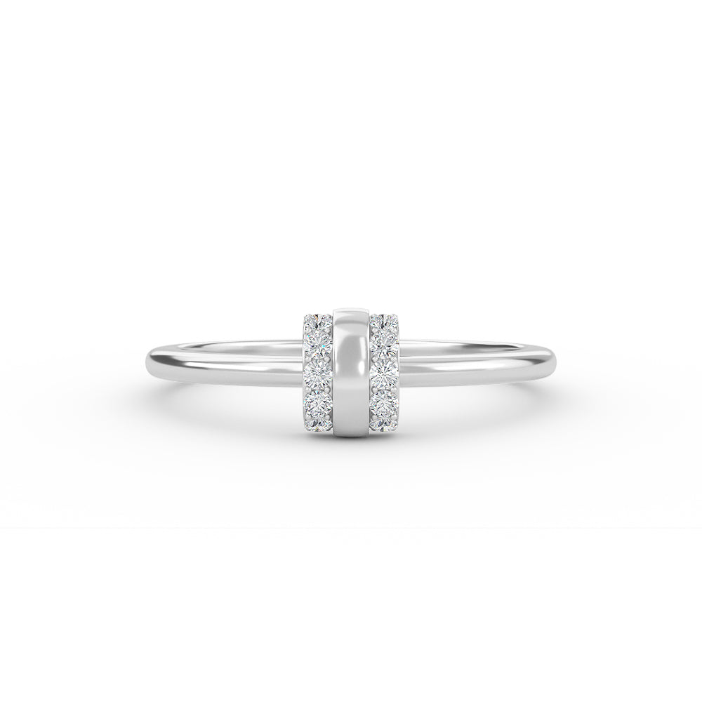 10 Stone Round Cut Vertical Bar Diamond Ring - 14K White Gold / 3 Shop online from