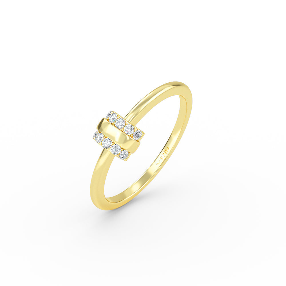 10 Stone Round Cut Vertical Bar Diamond Ring - 14K Yellow Gold / 3 Shop online from