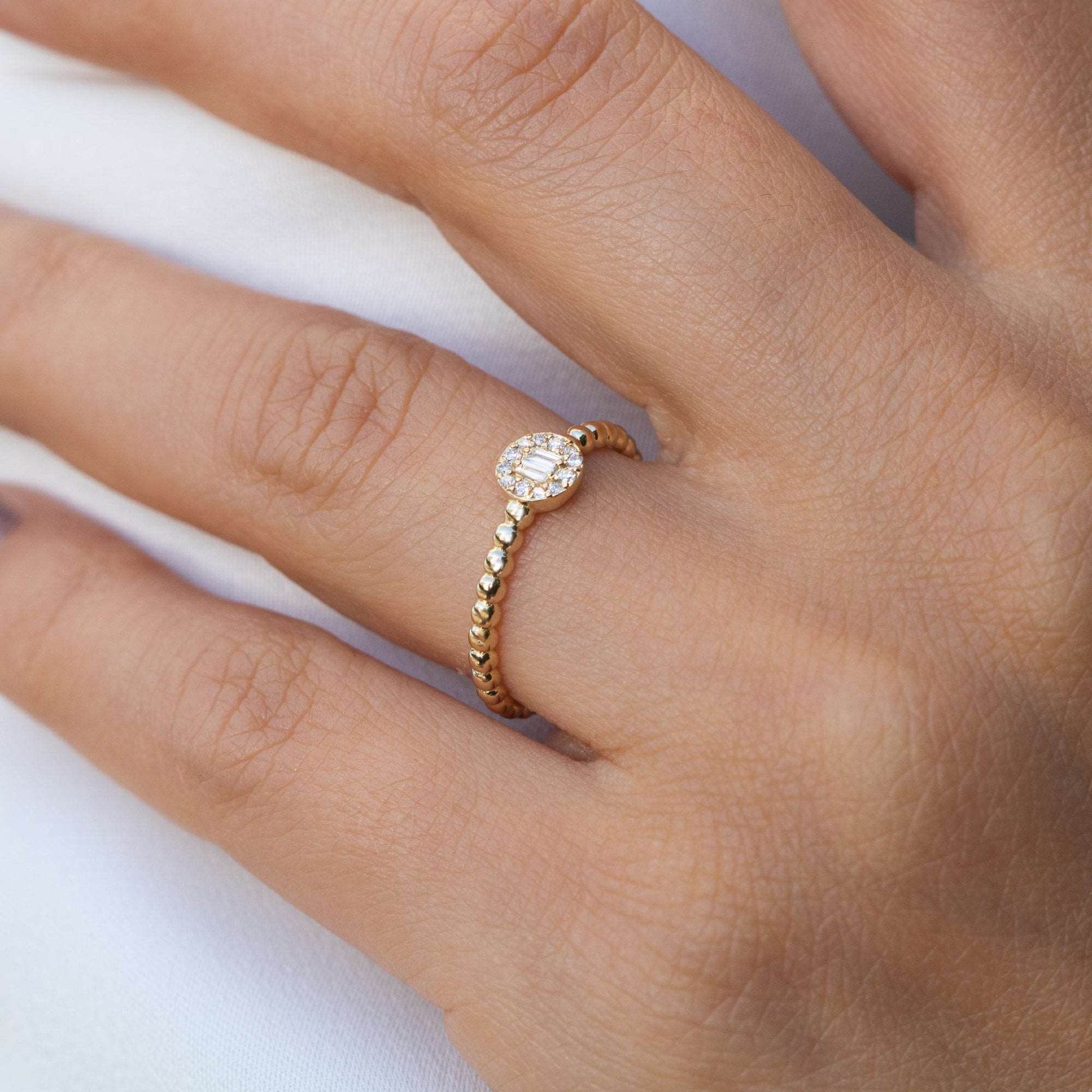 14 Stone 14K Yellow Gold Baguette and Round Diamond Ring Shop online from Artisan Brands