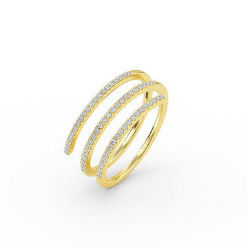 0.25 cwt Round Cut Diamond Wrap 14K Solid Gold Ring - Yellow / 3 Shop online from Artisan
