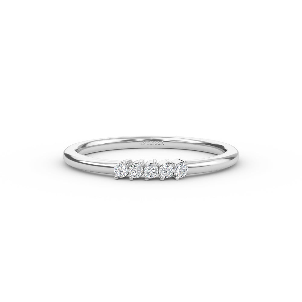 Elyssa Jewelry 5-Stone Diamond Wedding Band in 14K Gold - White / 3 - ring Zengoda Shop online from Artisan Brands