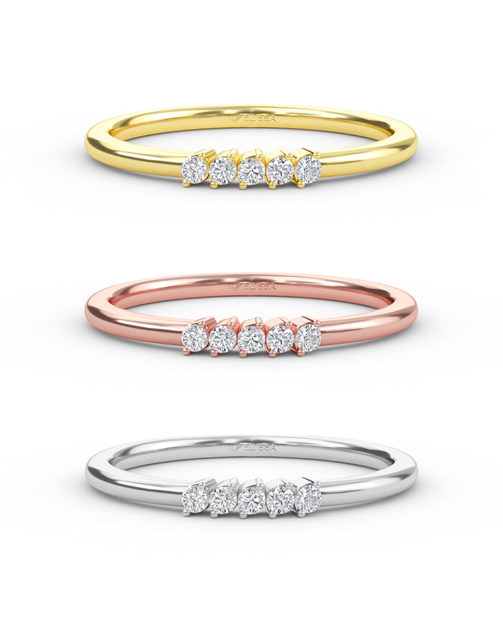 Elyssa Jewelry 5-Stone Diamond Wedding Band in 14K Gold - ring Zengoda Shop online from Artisan Brands