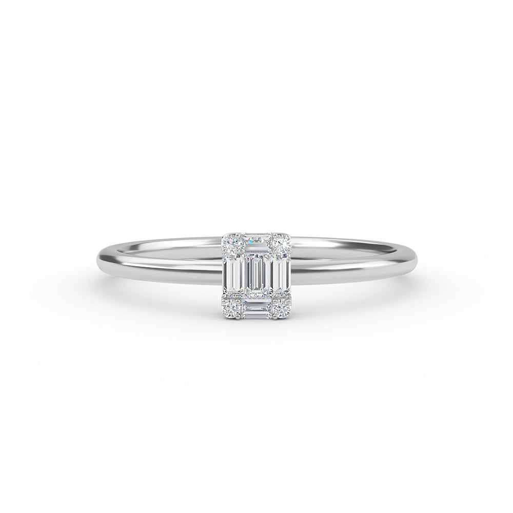 Elyssa Jewelry Baguette and Round Cut Diamond Ring - 14K White Gold / 3 - ring Zengoda Shop online from Artisan Brands
