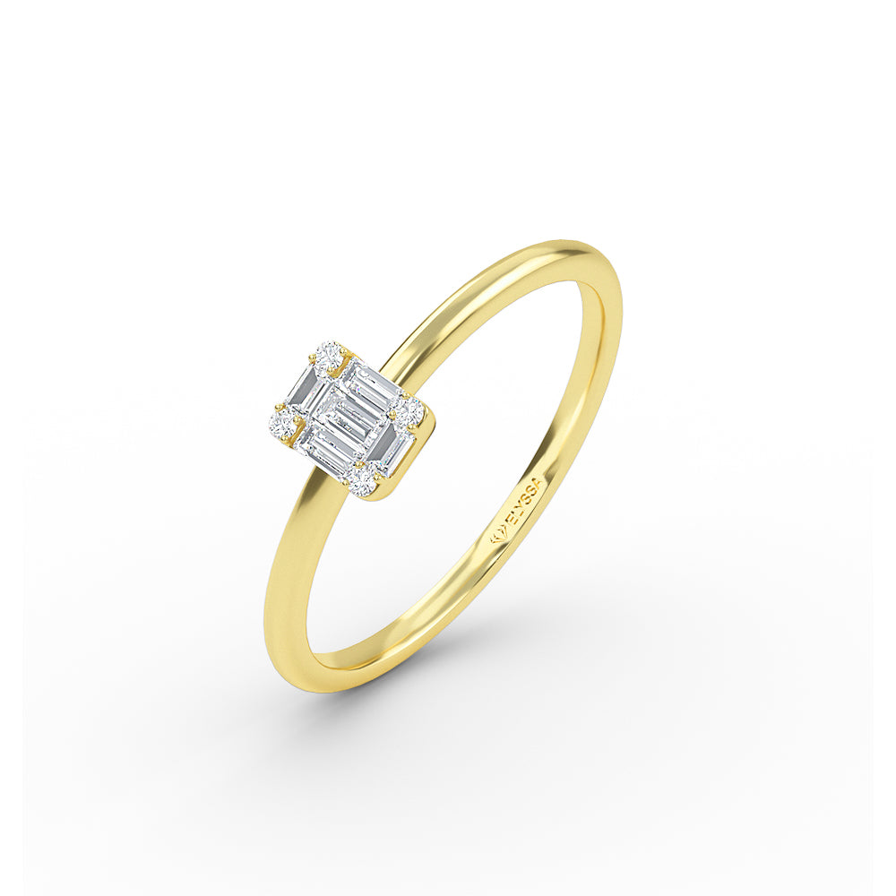 Elyssa Jewelry Baguette and Round Cut Diamond Ring - 14K Yellow Gold / 3 - ring Zengoda Shop online from Artisan Brands