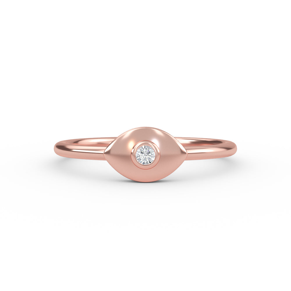 Diamond Evil Eye Gold Ring - 14K Rose / 3 Shop online from Artisan Brands