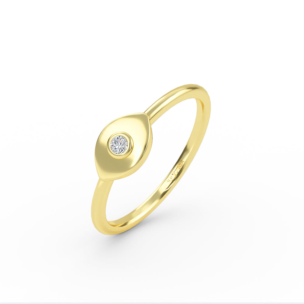 Diamond Evil Eye Gold Ring - 14K Yellow / 3 Shop online from Artisan Brands