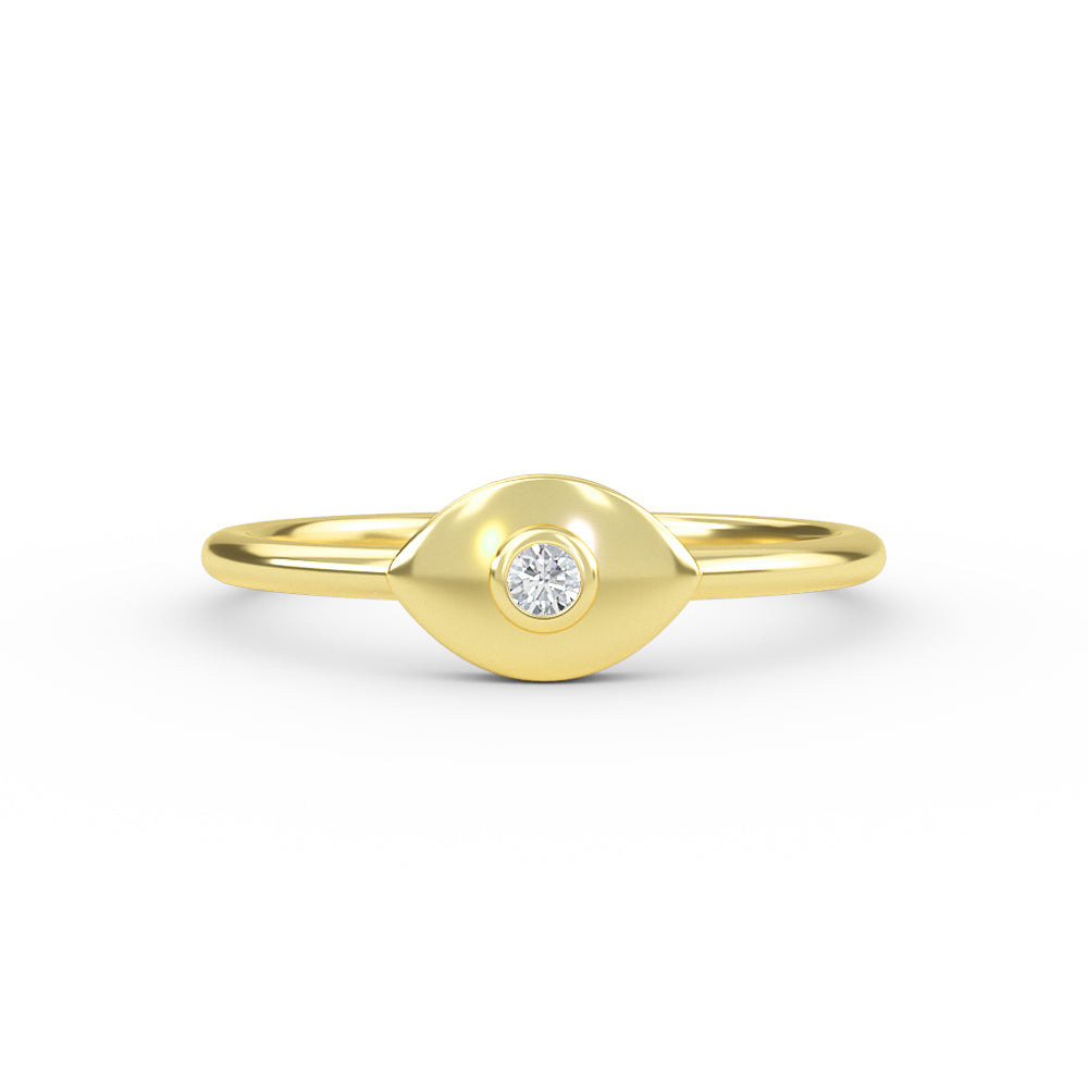Diamond Evil Eye Gold Ring - 14K Yellow / 3 Shop online from Artisan Brands