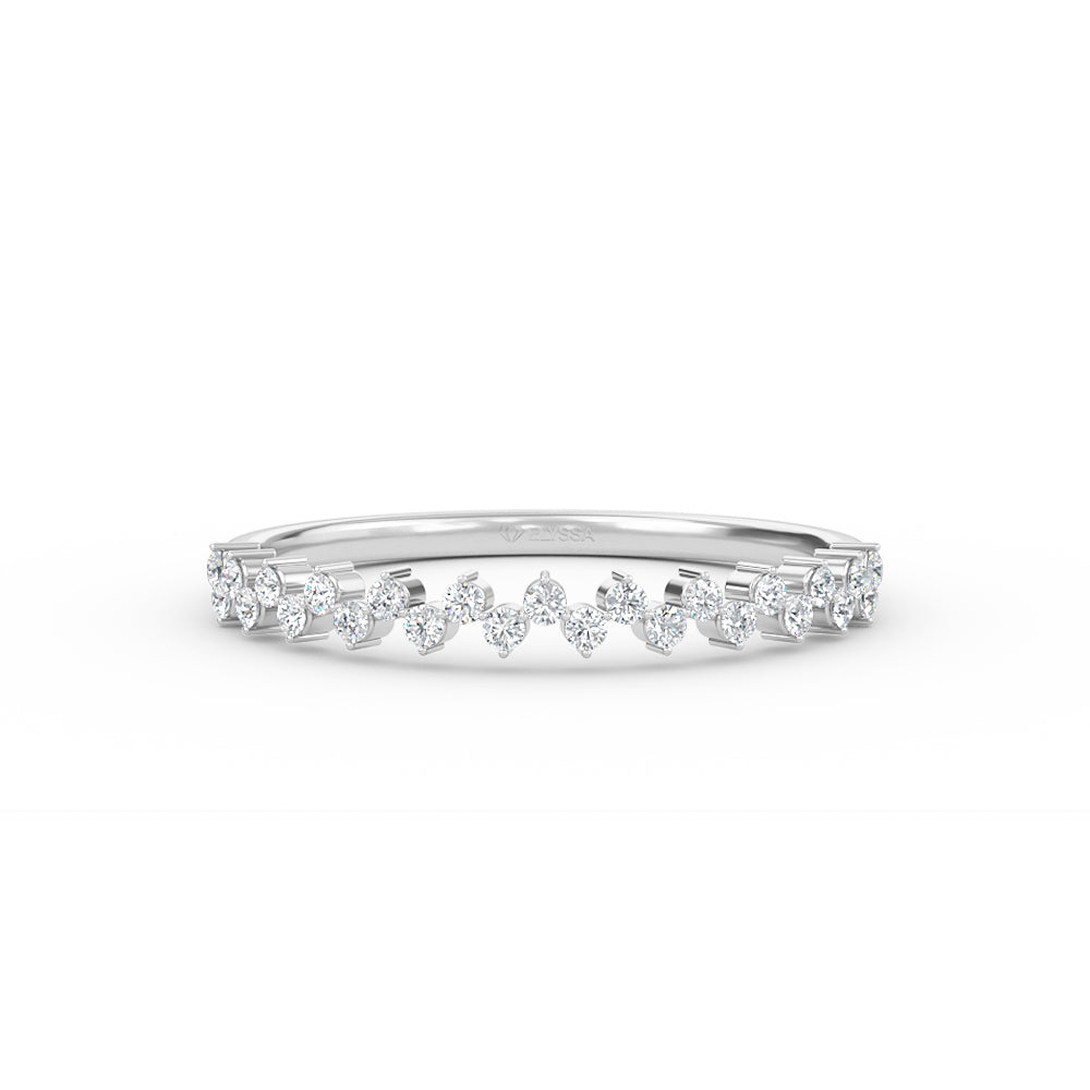 Elyssa Jewelry Diamond Half Eternity 14K Gold Ring with 25 Round-Cut Stones - White / 3 - ring Zengoda Shop online from