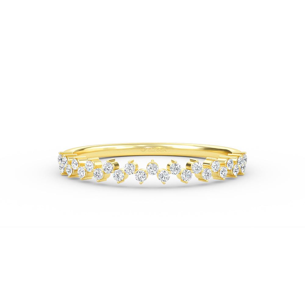 Elyssa Jewelry Diamond Half Eternity 14K Gold Ring with 25 Round-Cut Stones - Yellow / 3 - ring Zengoda Shop online