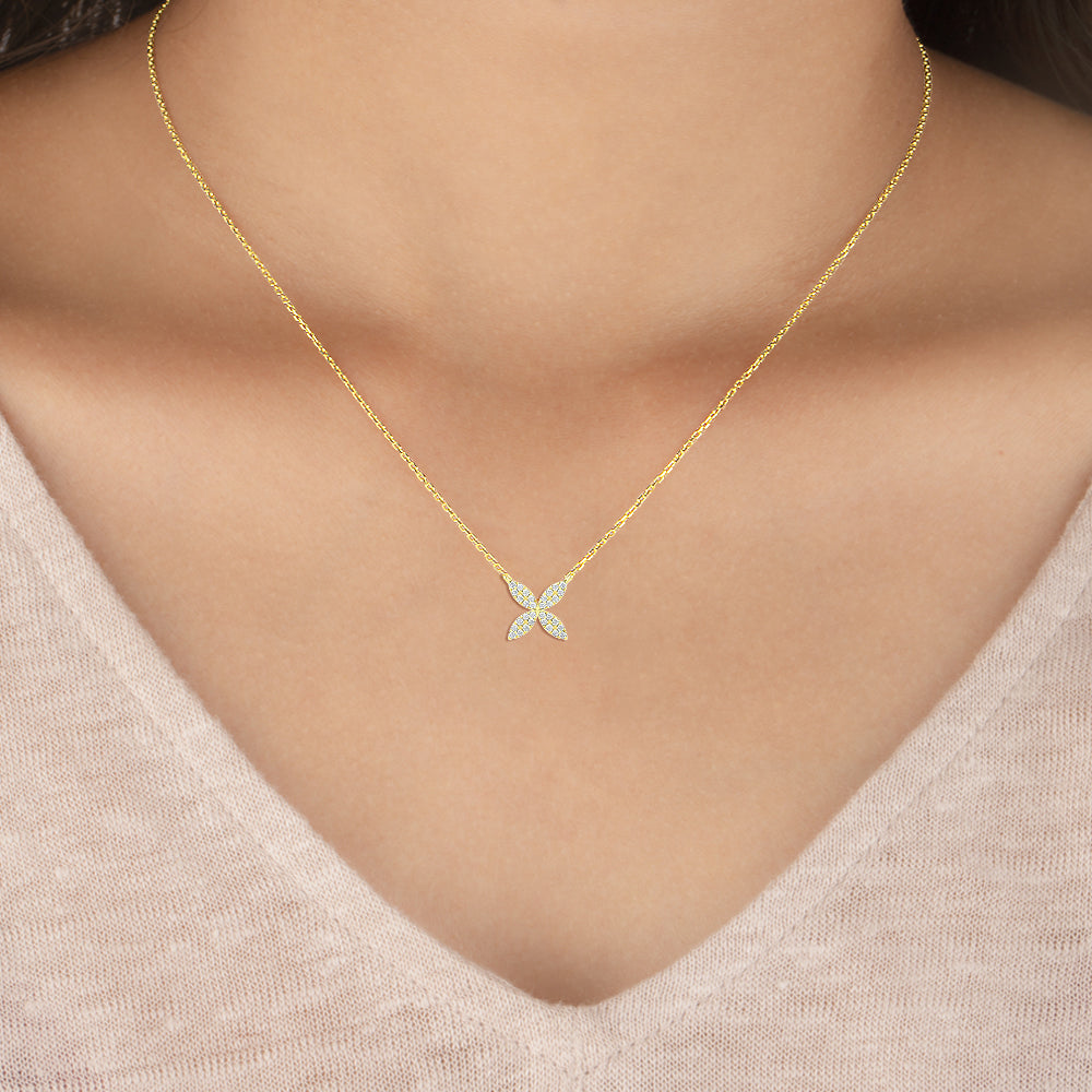 Diamond Pave Mini Flower Necklace - Shop online from Artisan Brands