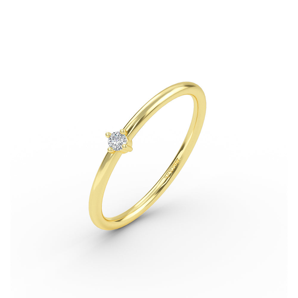 Diamond Thin Gold Ring - 14K Yellow / 3 Shop online from Artisan Brands