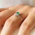 Emerald and Round Engagement Diamond Ring in 14K Yellow Gold Shop online from Artisan Brands