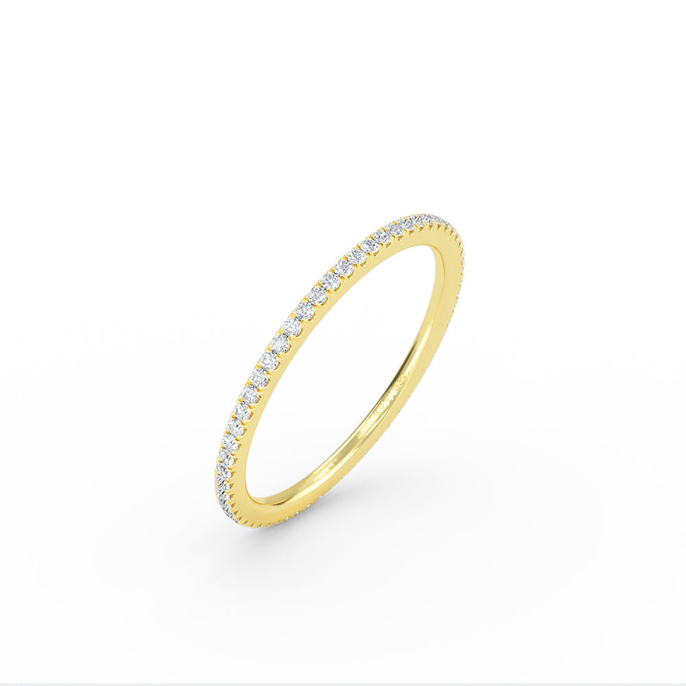 Elyssa Jewelry 14K Gold 1mm All Around Diamond Wedding Band - ring Zengoda Shop online from Artisan Brands