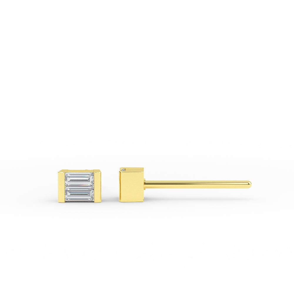 14K Yellow Gold Baguette Diamond Small Stud Earrings - Earring Shop online from Artisan Brands