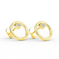 14K Yellow Gold Bezel Setting Diamond Open Circle Earrings - Earring Shop online from Artisan Brands