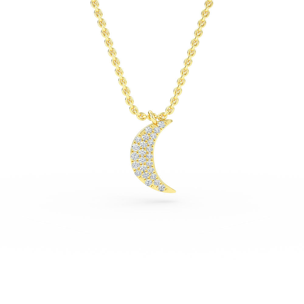 14K Yellow Gold Crescent Moon Diamond Necklace - Shop online from Artisan Brands
