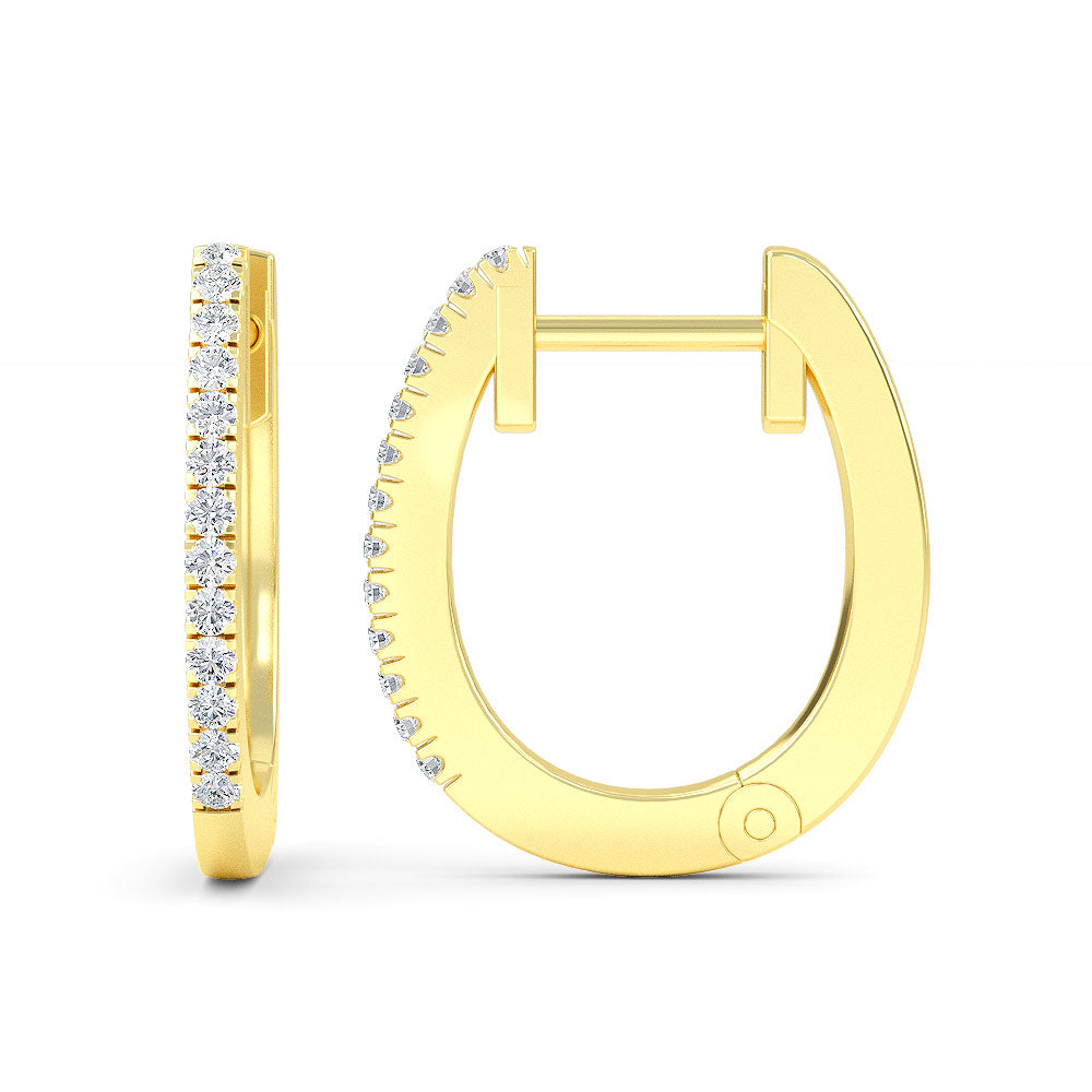 14K Yellow Gold 9MM Diamond Hoop Earrings - Earring Shop online from Artisan Brands