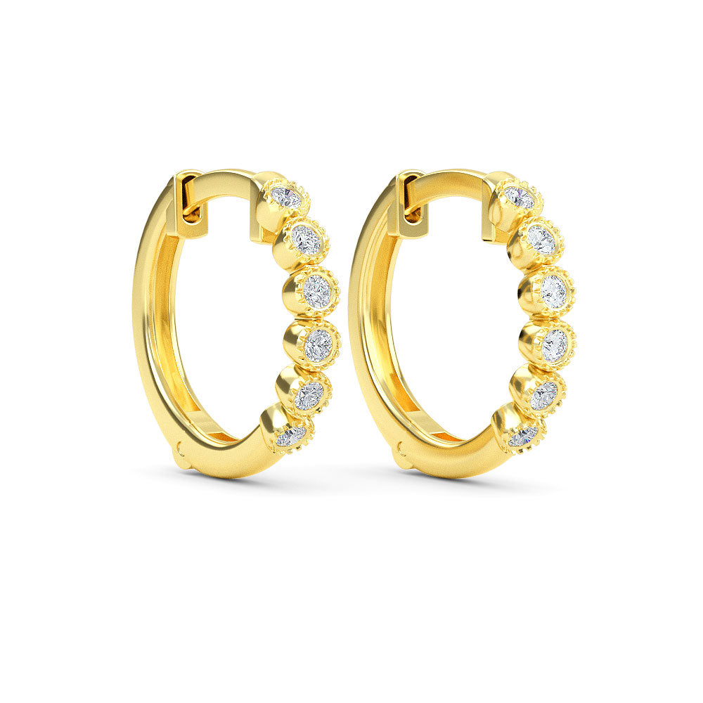 14K Yellow Gold Diamond Hoop Earrings - Earring Shop online from Artisan Brands