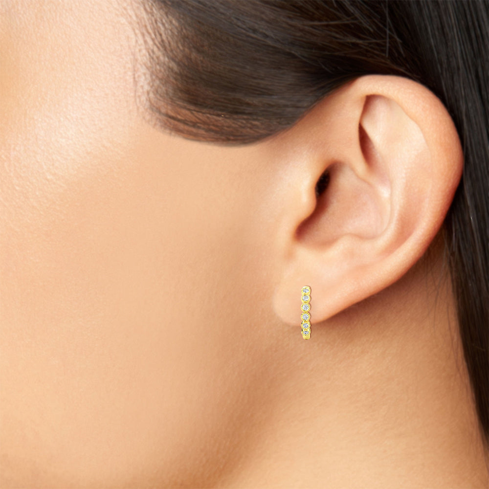 14K Yellow Gold Diamond Hoop Earrings - Earring Shop online from Artisan Brands