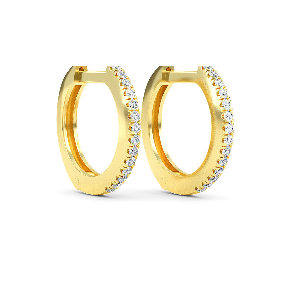 14K Yellow Gold 9MM Diamond Huggie Earrings - Earring Shop online from Artisan Brands