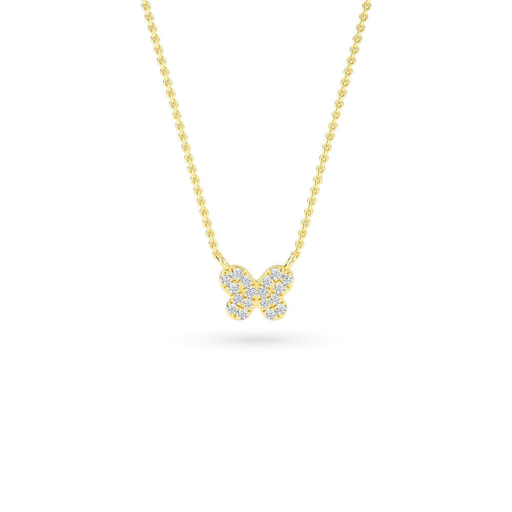 14K Yellow Gold Diamond Pave Butterfly Necklace - necklace Shop online from Artisan Brands