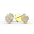 14K Yellow Gold Diamond Pave Heart Earrings - Earring Shop online from Artisan Brands