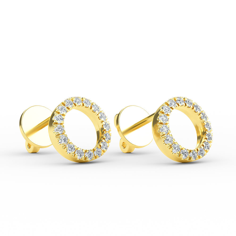 14K Yellow Gold Diamond Pave Open Circle Earrings - Earring Shop online from Artisan Brands