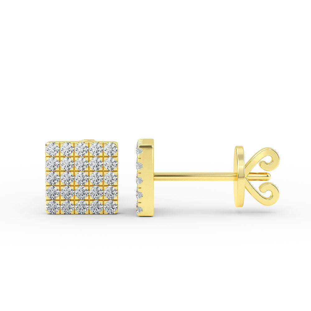 Elyssa Jewelry 14K Gold Diamond Square Stud Earrings - Earring Zengoda Shop online from Artisan Brands