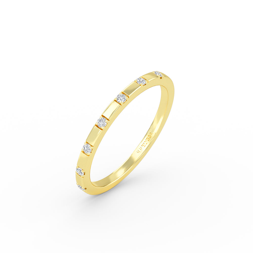 14K Yellow Gold Half Eternity Alternating Diamond Band - Yellow / 3 Shop online from Artisan