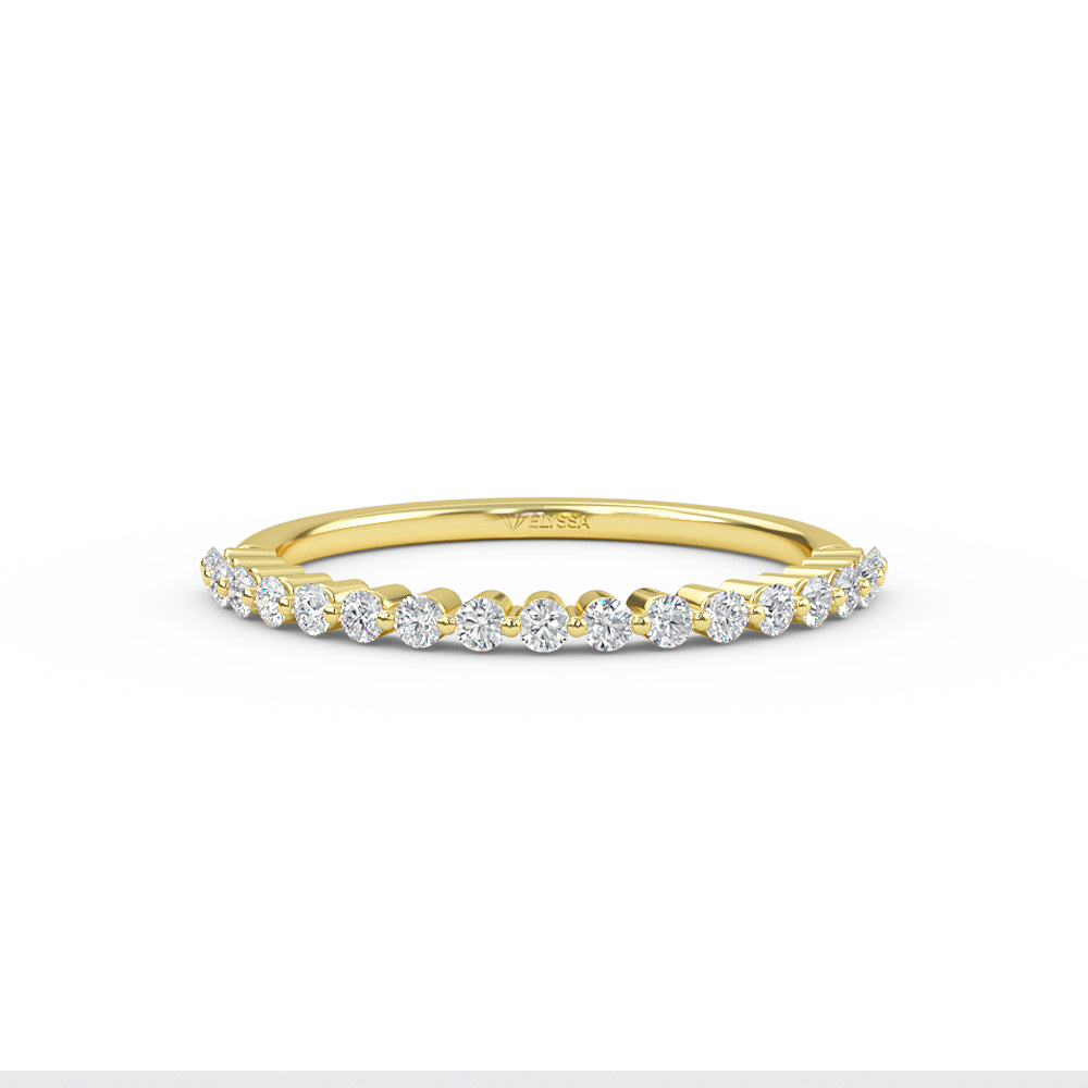 14K Yellow Gold Half Eternity Diamond Wedding Band - Yellow / 3 Shop online from Artisan Brands