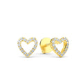 14K Yellow Gold Heart Earrings with Diamond - Earring Shop online from Artisan Brands