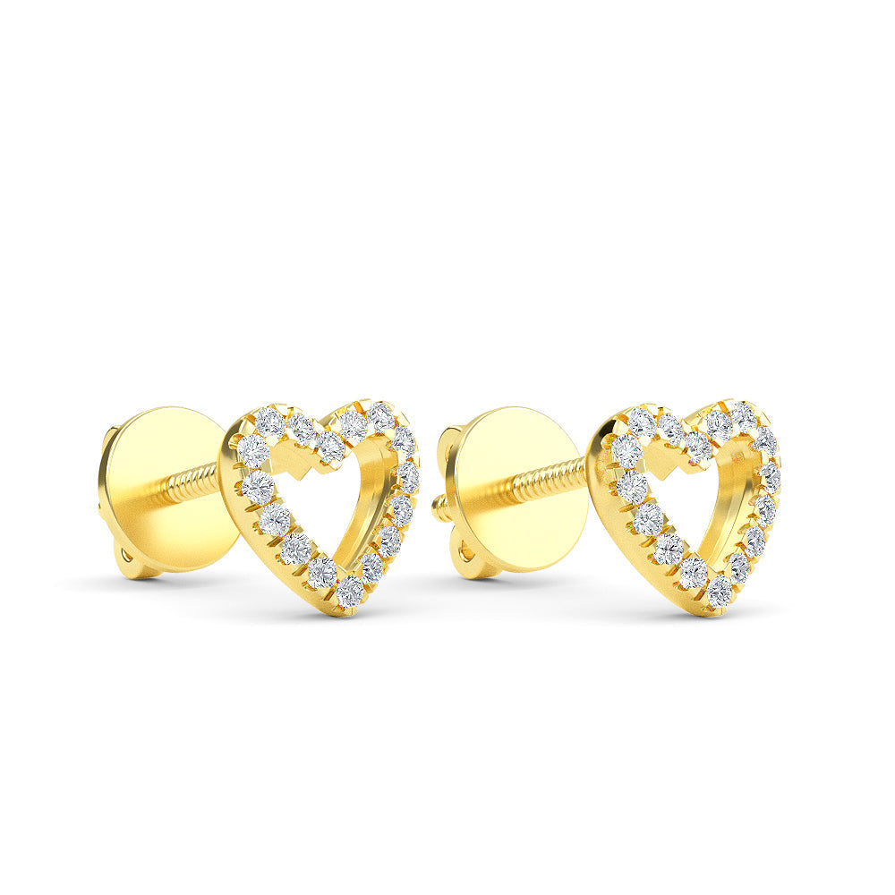 14K Yellow Gold Heart Earrings with Diamond - Earring Shop online from Artisan Brands