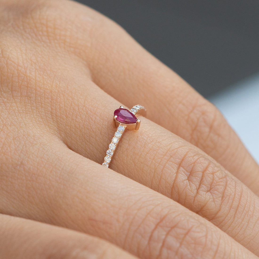 14K Yellow Gold Natural Ruby and Diamond Engagement Ring Shop online from Artisan Brands