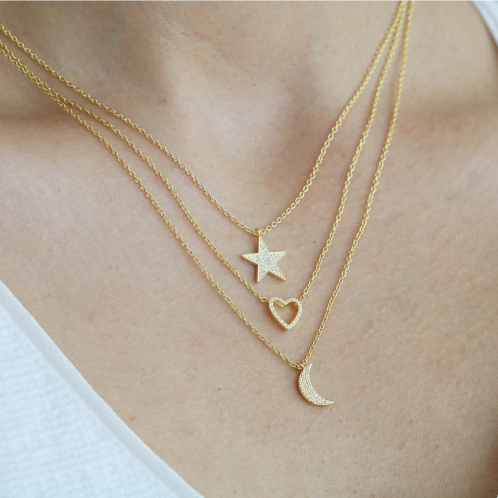 14K Yellow Gold Open Heart Diamond Necklace - Shop online from Artisan Brands