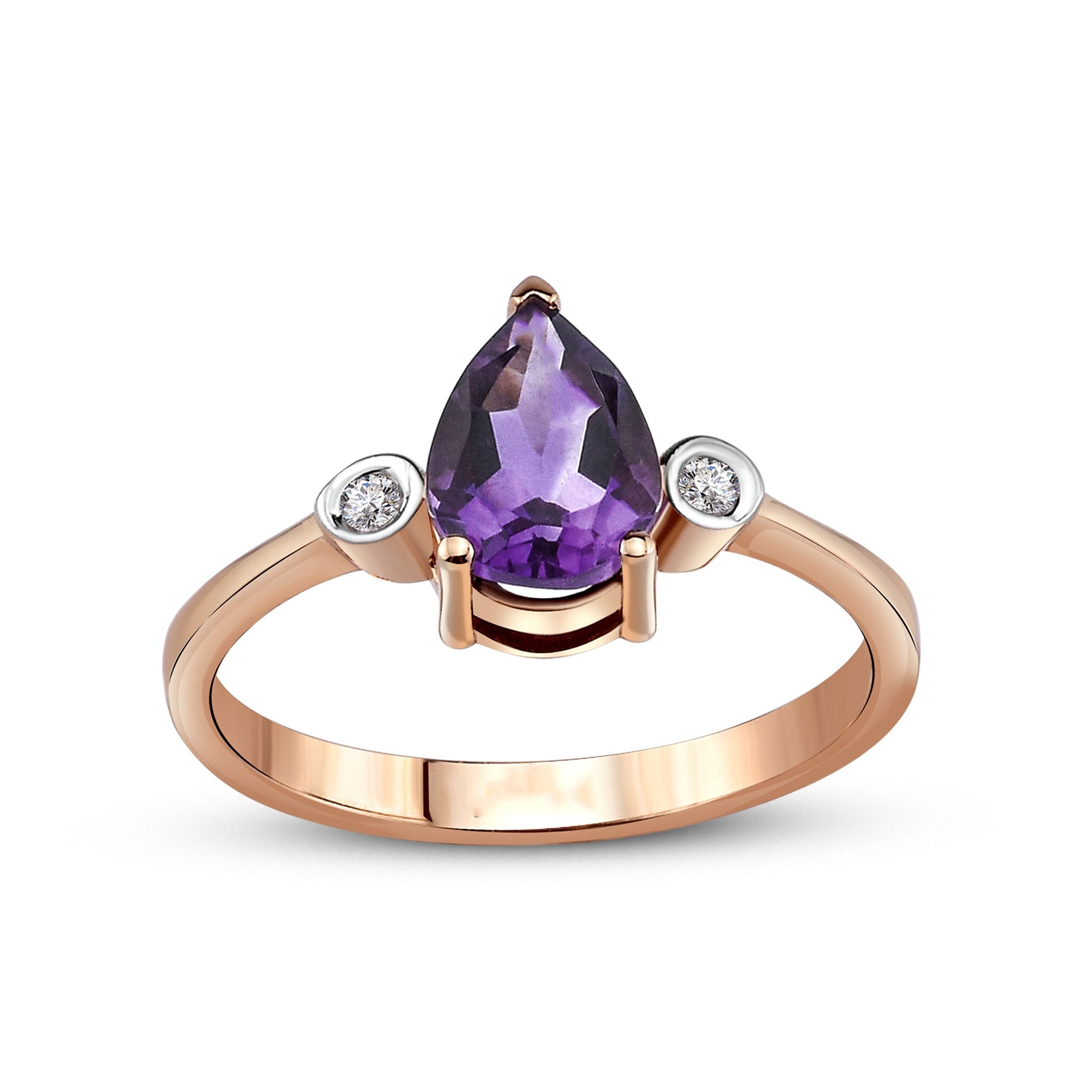  14K Yellow Gold Pear Amethyst Gemstone Ring - rings Shop online from Artisan Brands