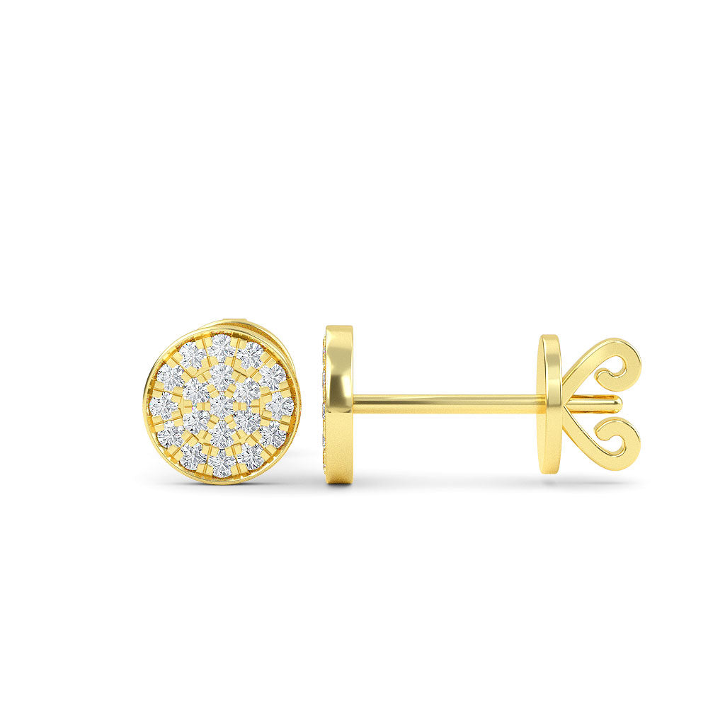 14K Yellow Gold Round Diamond Earrings - Earring Shop online from Artisan Brands