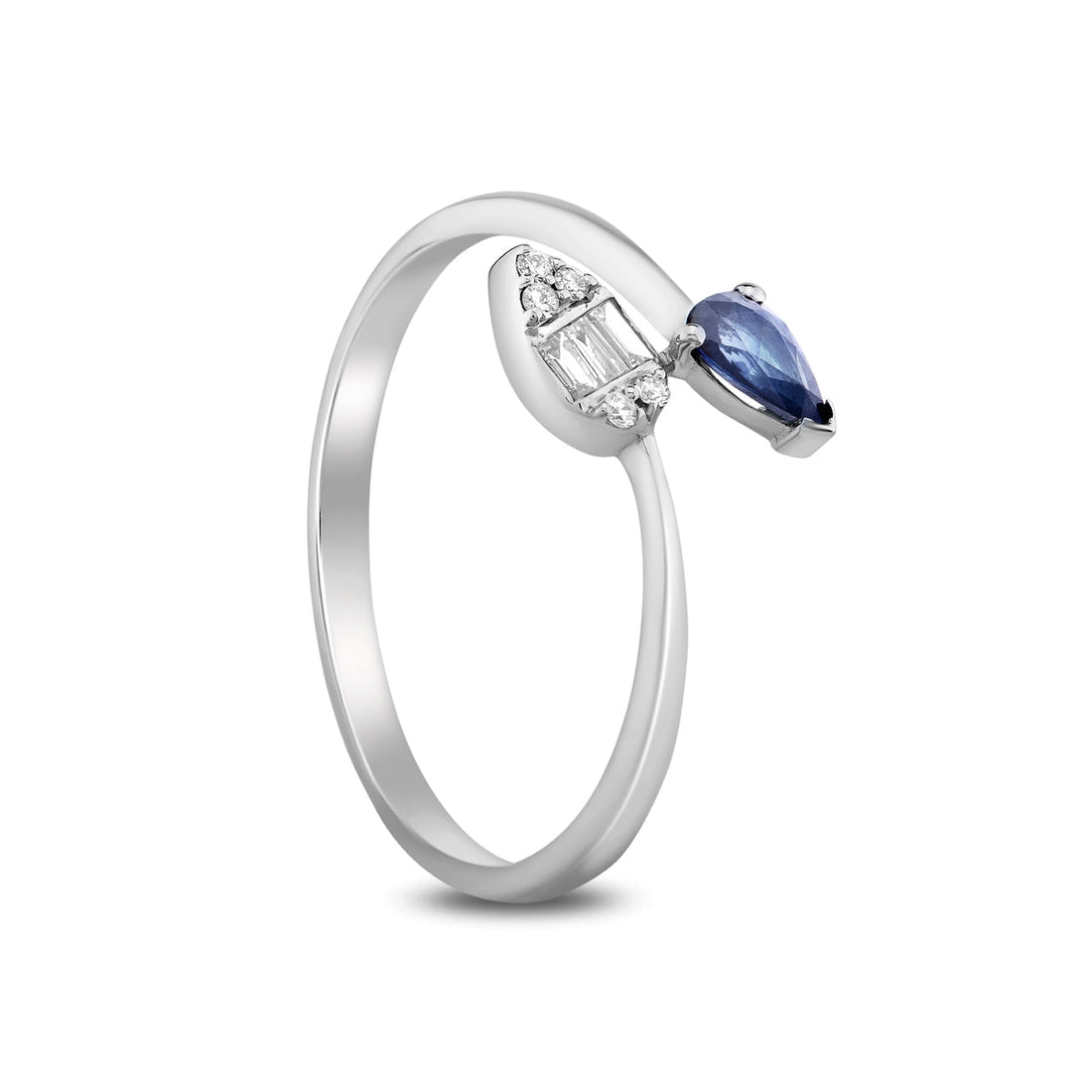 14K Yellow Gold Tear Drop Sapphire and Diamond Ring Shop online from Artisan Brands