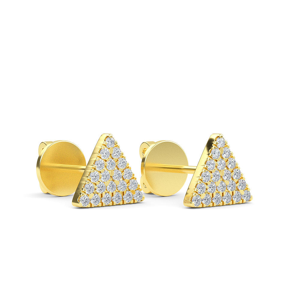 14K Yellow Gold Triangle Shaped Round Diamond Studs - Earring Shop online from Artisan Brands