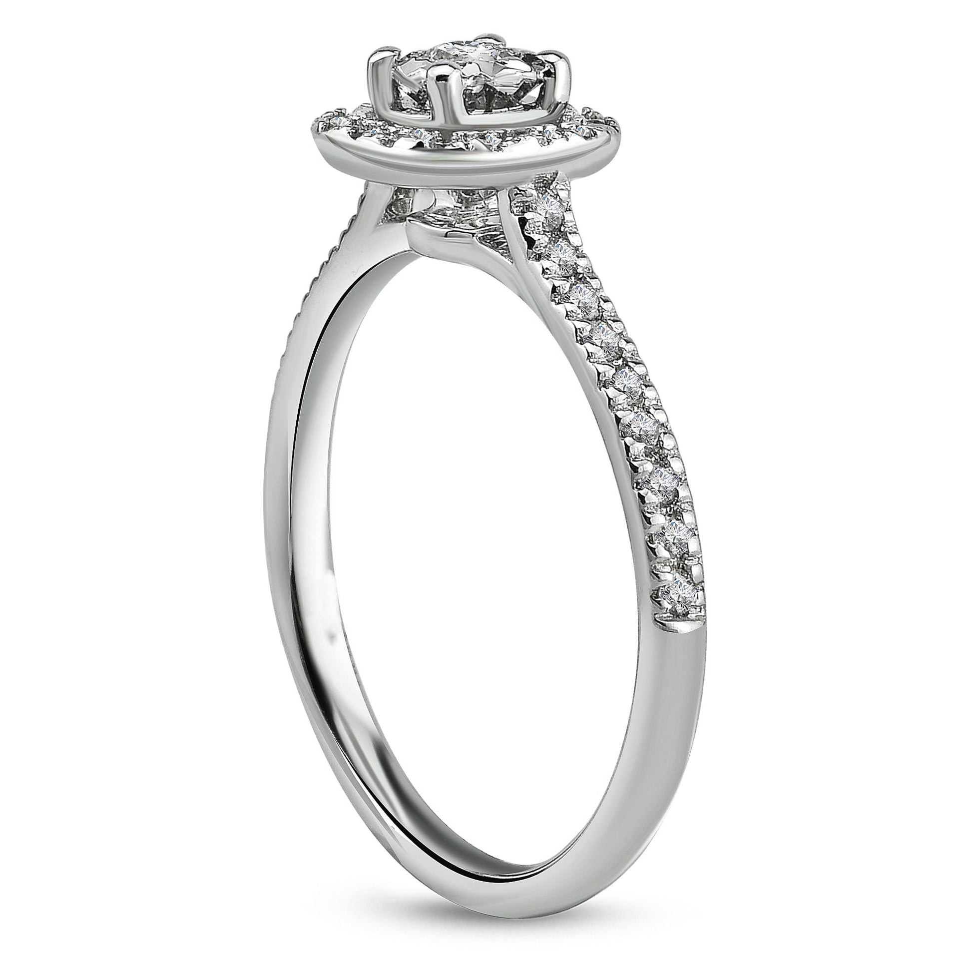 Elyssa Jewelry Halo Diamond 14K Ring Micropave Round 0.23ct Engagement Gold - ring Zengoda Shop online from Artisan
