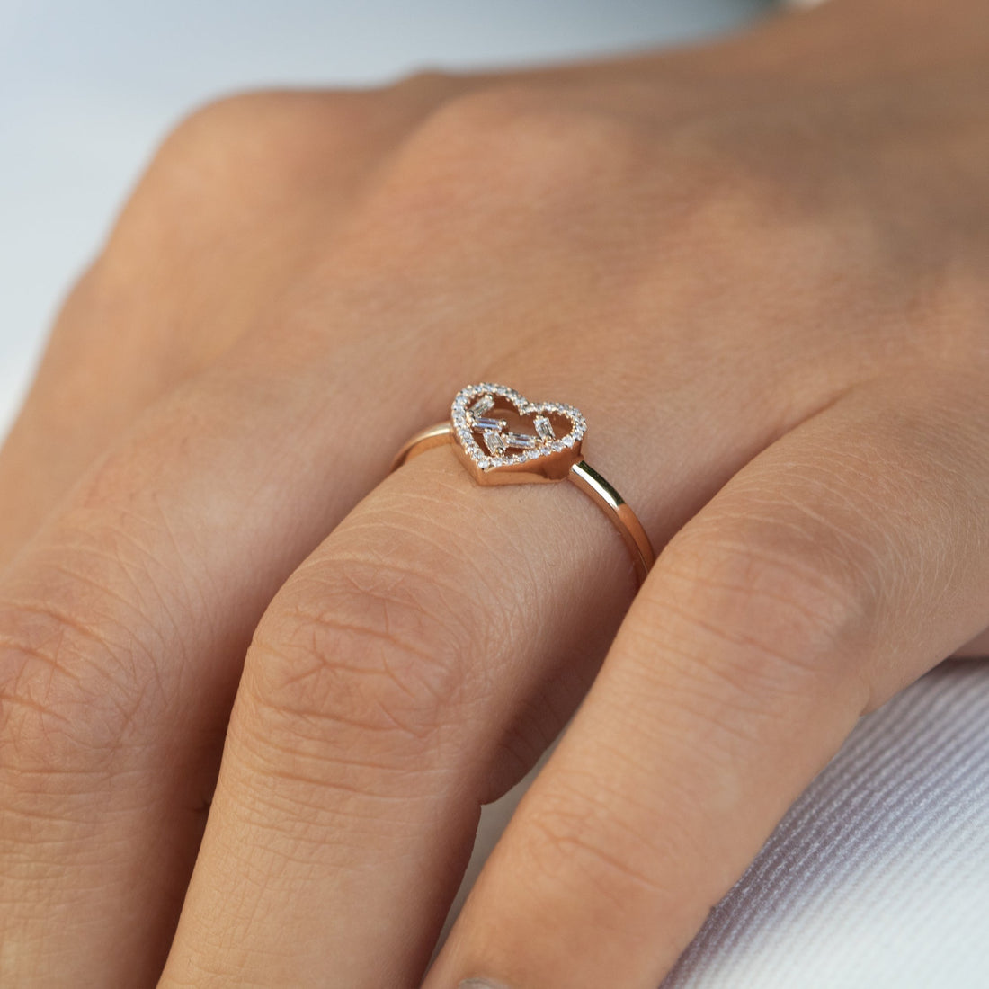 14K Rose Gold Diamond Heart Ring Shop online from Artisan Brands