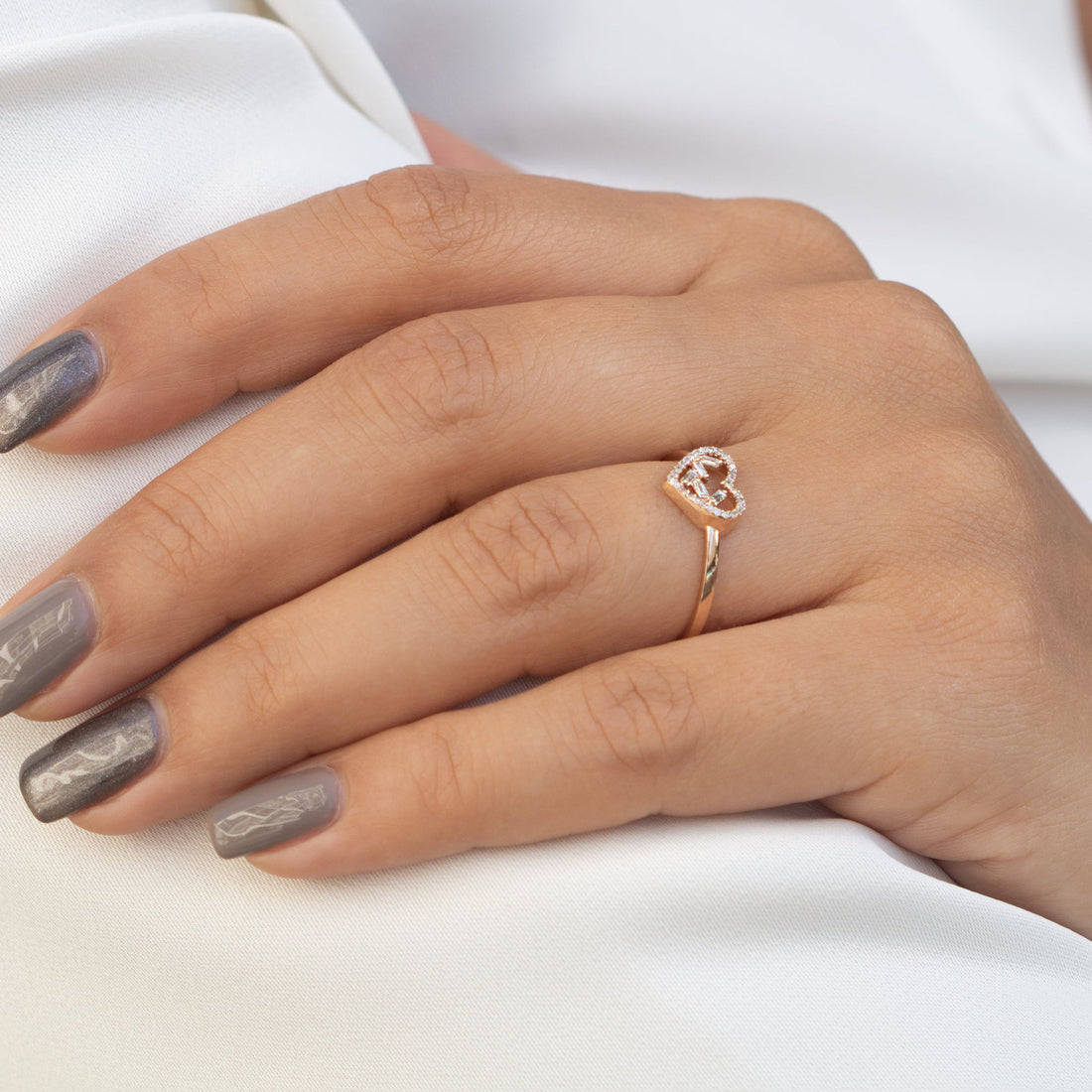 14K Rose Gold Diamond Heart Ring Shop online from Artisan Brands