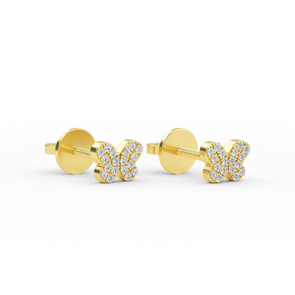 14K Solid Gold Diamond Butterfly Earrings - Earring Shop online from Artisan Brands
